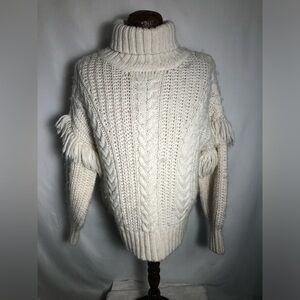 Women’s Cream Fringed Sweater. Size Small. 22” pit to pit